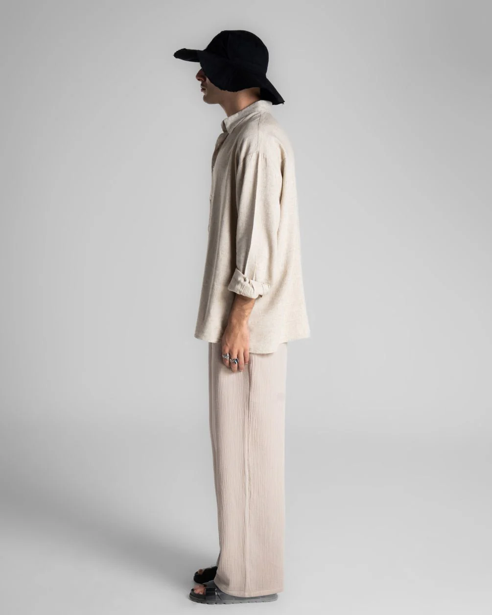 Beige Boyfriend Linen Shirt - Image 3