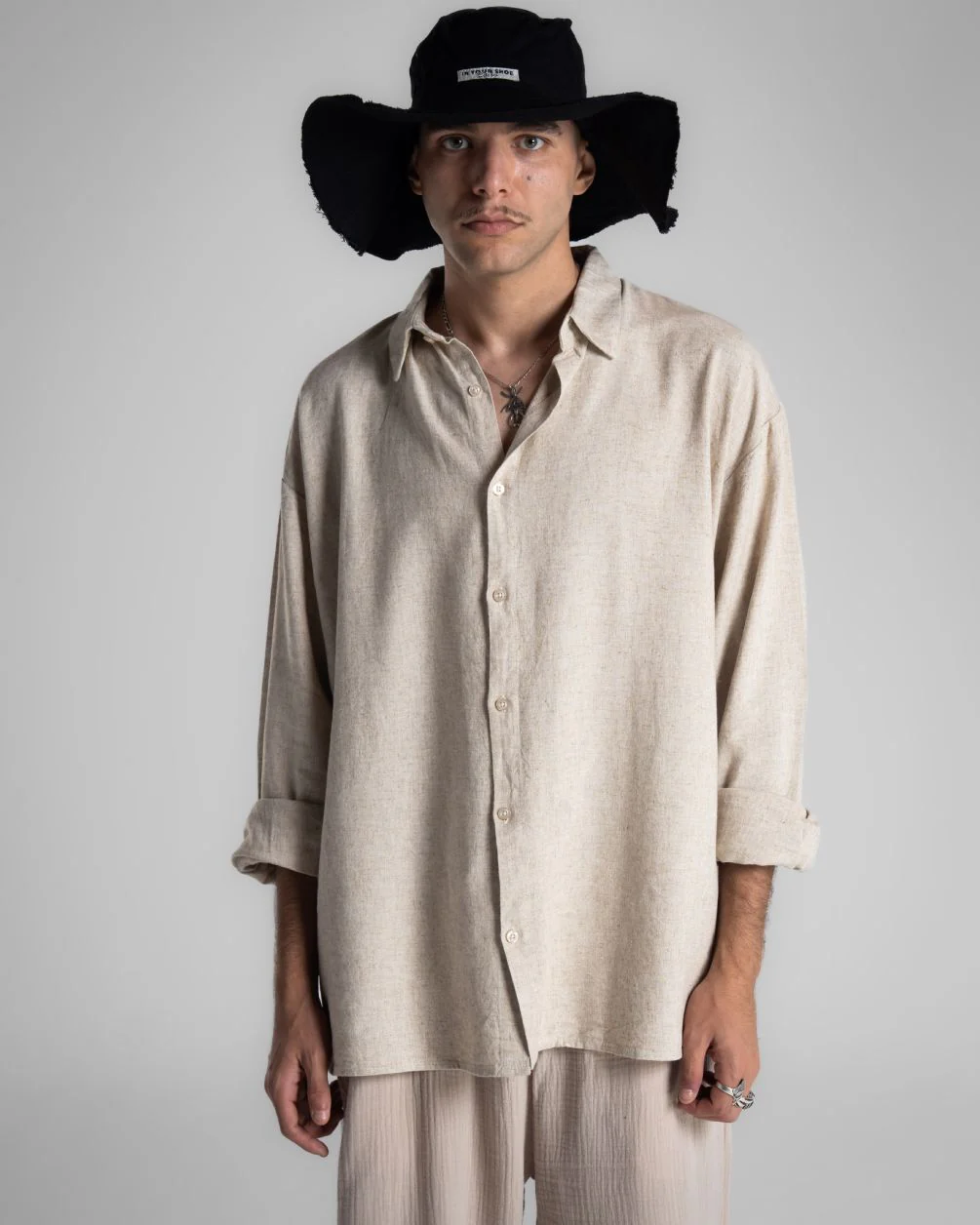 Beige Boyfriend Linen Shirt - Image 4