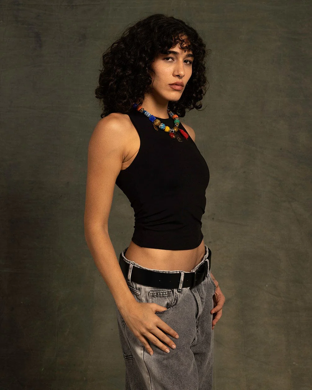 Black Sleeveless Cropped Top - Image 3