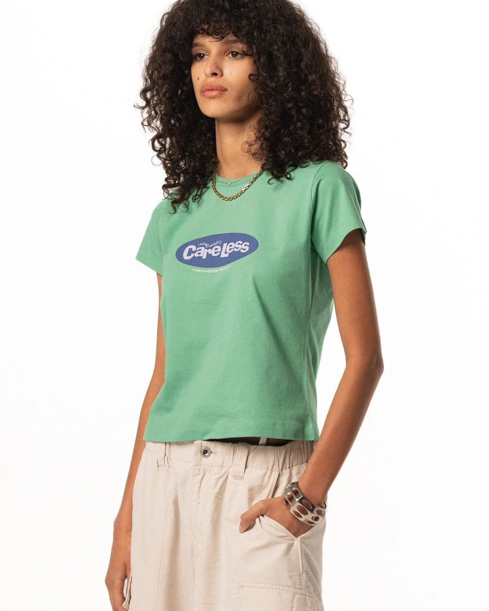 Couldn't Care Less Loose Cropped Baby Tee - Image 5