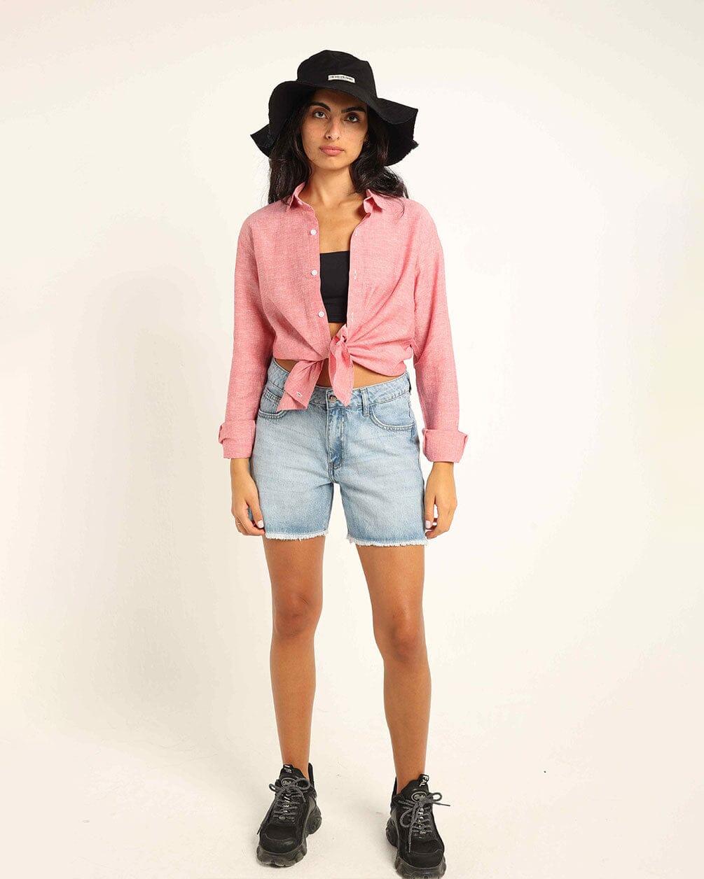 Dusty Red Linen Shirt - Image 4