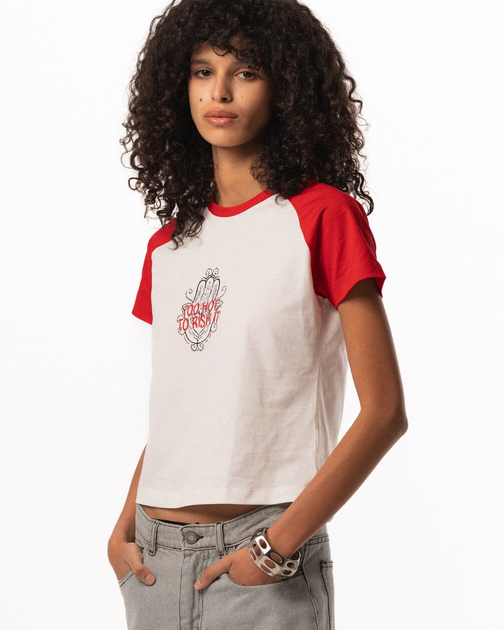 Khamsa Fitted Baby Tee - Image 5