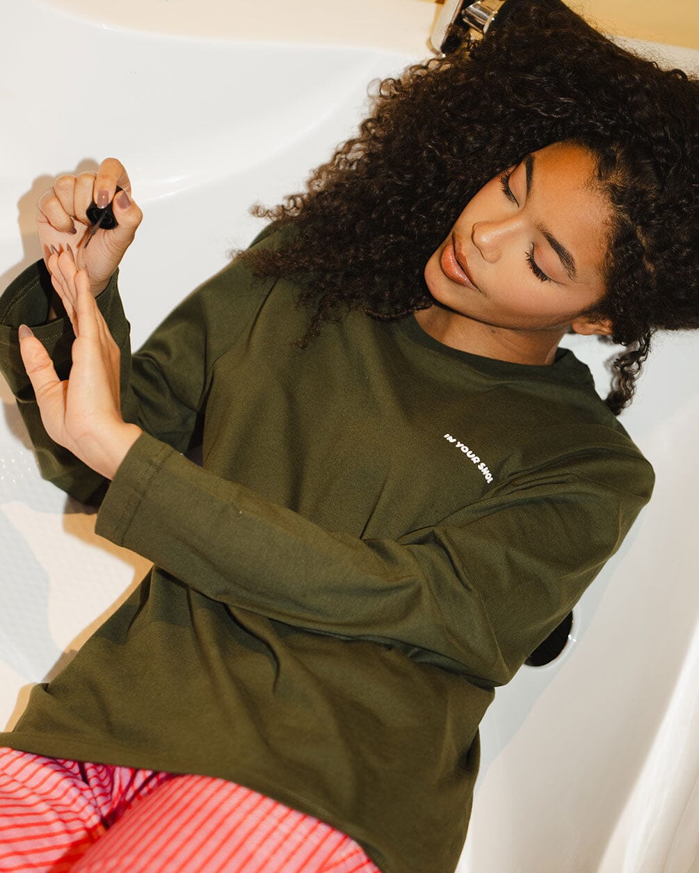 Olive Basic Long Sleeve Tee - Image 3