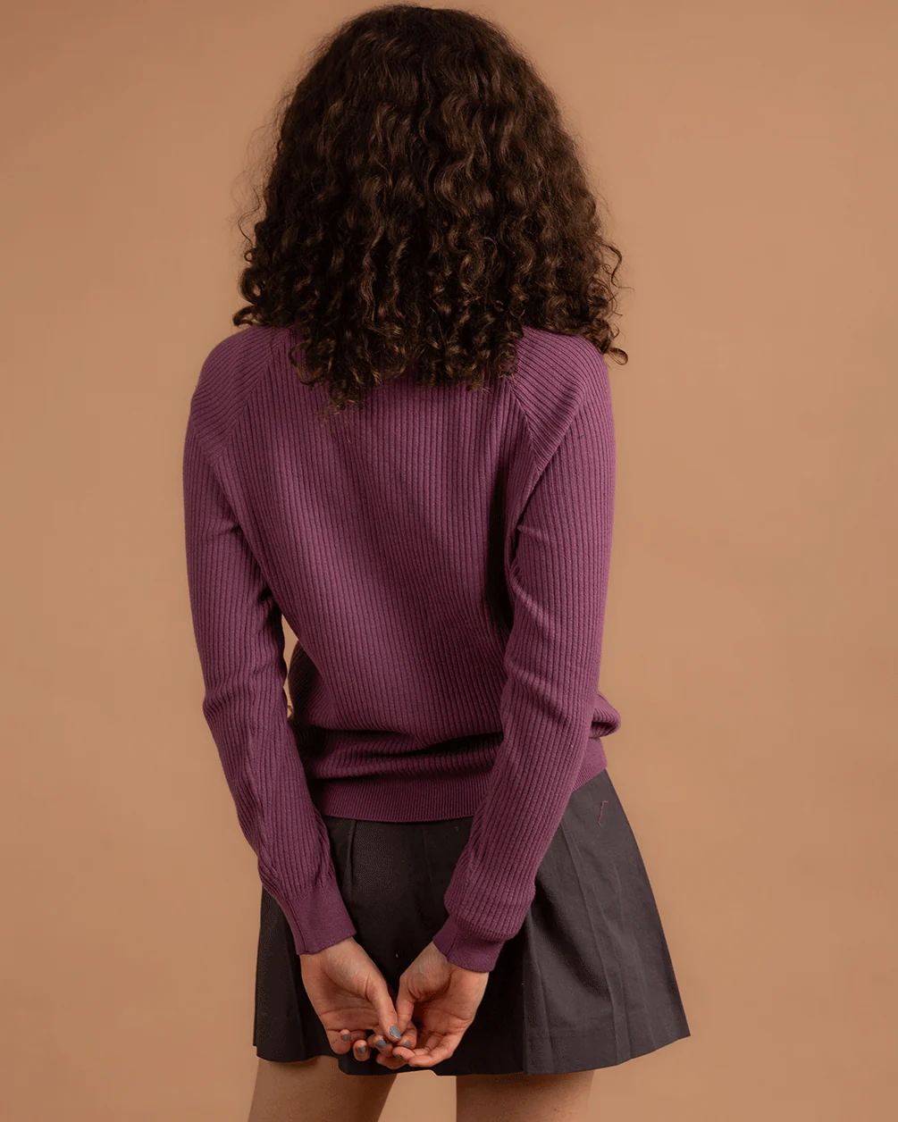 Purple Ribbed Mock Neck Top - Image 4