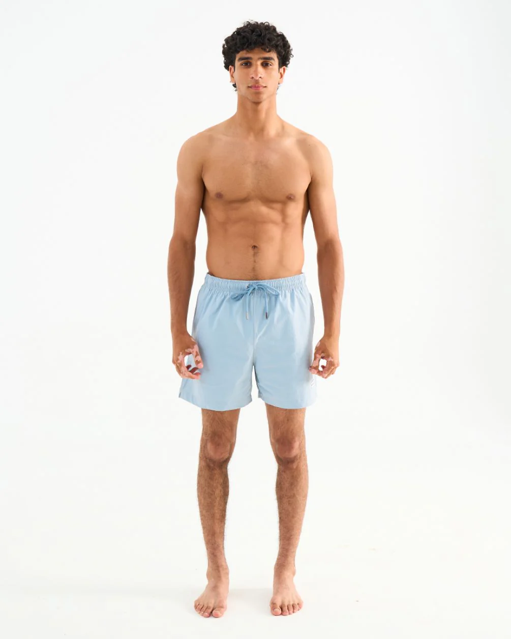Solid Baby Blue Swim Shorts - Image 3
