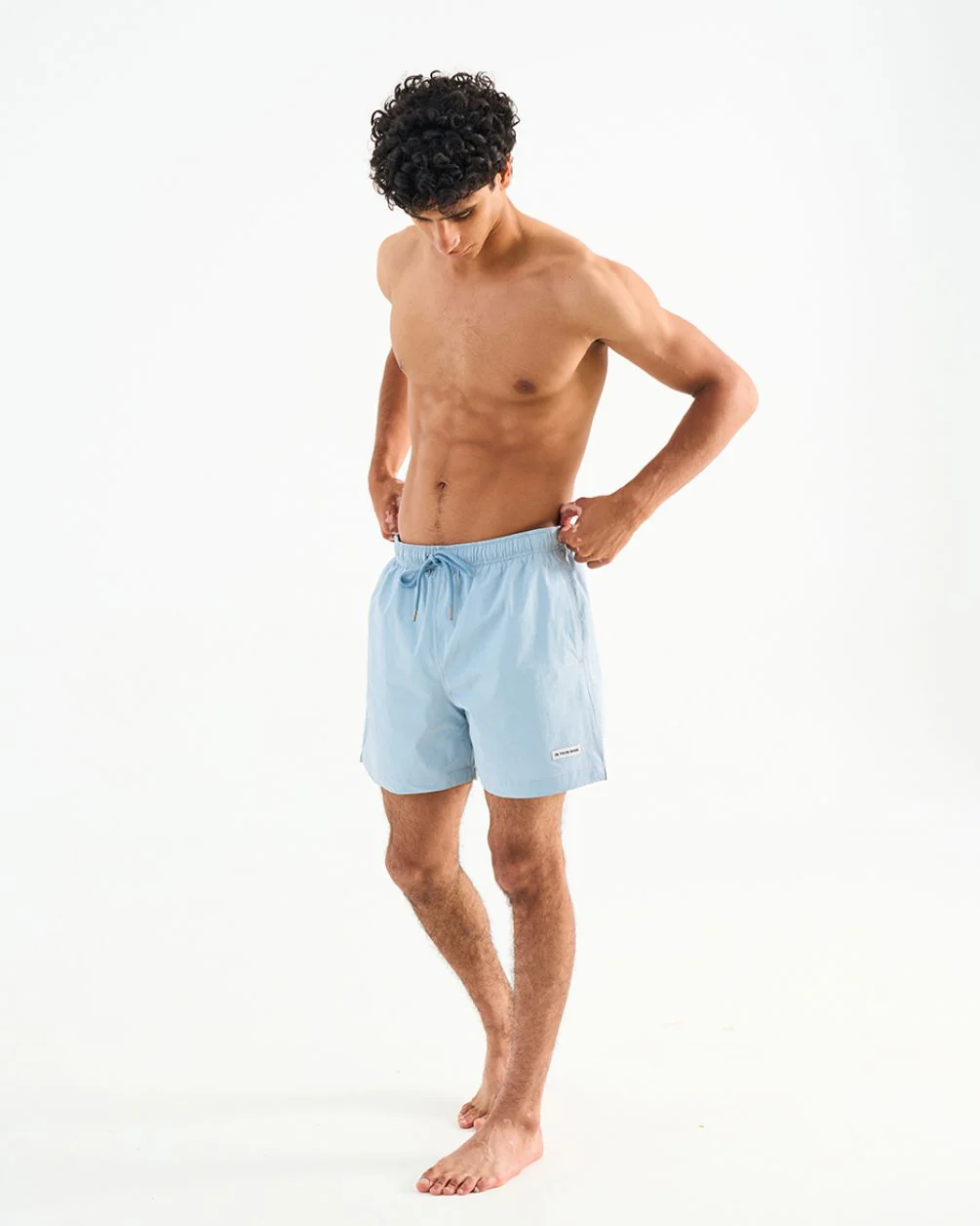 Solid Baby Blue Swim Shorts - Image 4