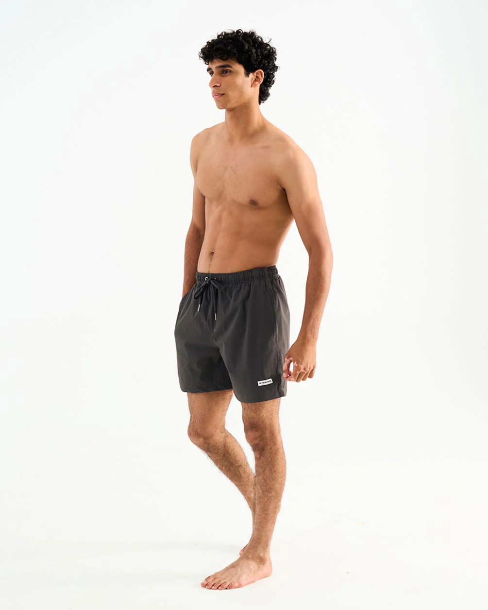 Solid Matte Black Swim Shorts - Image 4