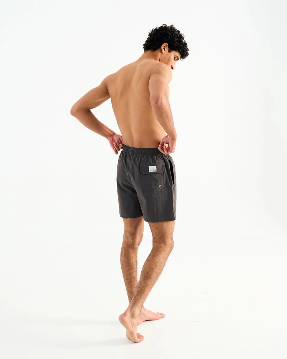 Solid Matte Black Swim Shorts - Image 5