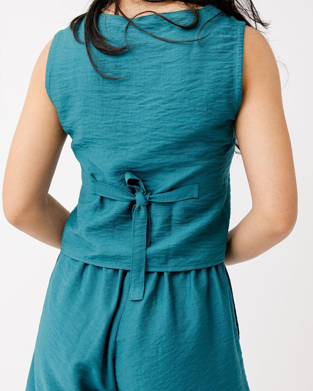 Teal Linen Vest - Image 3